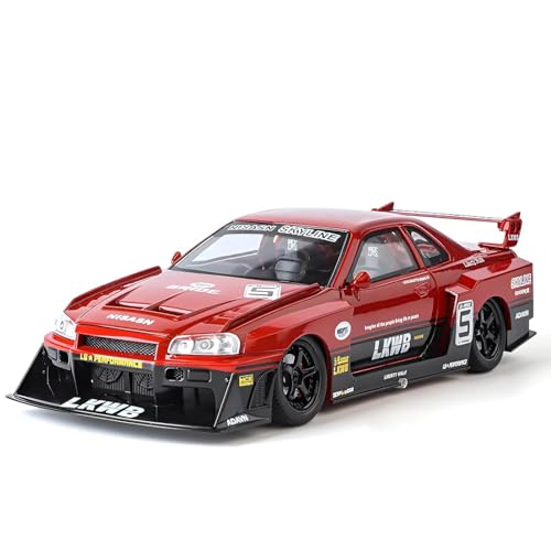 Image of DEOXY Big 1:24 Premium Nissan Skyline LBWK GTR ER34 Diecast Model Toy Car, Alloy Metal, Openable Doors, Light & Music (Nissan GTR Skyline)