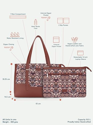 Image of ZOUK Handcrafted Vegan Leather Travel Tote Bag for Women with Multiple Compartments | Spacious Water-Resistant Shoulder Bag for Travel, Vacation, Day Trips |