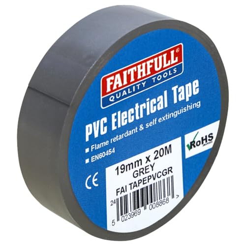 Faithfull FAITAPEPVCGR PVC Electrical Tape 19 mm x 20 m - Grey