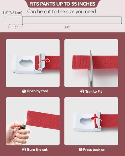 Image of Mile High Life Stretch Canvas Belt for Men, Golf Casual Elastic Web Belt, Top Military Buckle, Adjustable Cut to Fit