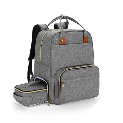 Image of BAFASO Breast Pump Bag with Cooler and Laptop Sleeve (Compatible with Elvie and Momcozy Breast Pump), Breast Pump Backpack for Wearable Breast Pump (Patent Pending), Gray