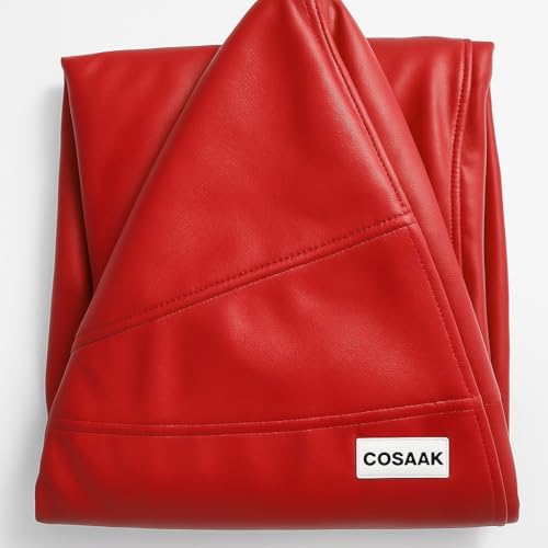 Image of Bean Bag Cover, Faux Leather, 66 x 86 x 112 cm, Indoor Gaming and Reading Chair (RED, XXL, Solid)