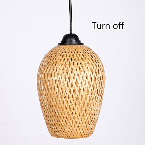Lámpara de techo de bambú para iluminar pasillos oscuros con mimbre hecho a mano 7