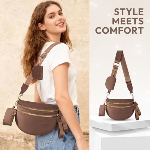 Cross Body Bag for Women Bum Bag Checkered Belt Bags Fanny Packs for Girls Travel Purse Fashion Waist Packs Crossbody Nylon Purse Trendy Shoulder Bags for Womens - Image 2