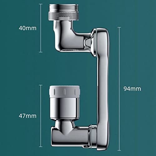 Aérateur de robinet, aérateur de rallonge rotatif à 1080°, rallonge de robinet durable anti-éclaboussures, aérateur de robinet économiseur d'eau à deux voies.