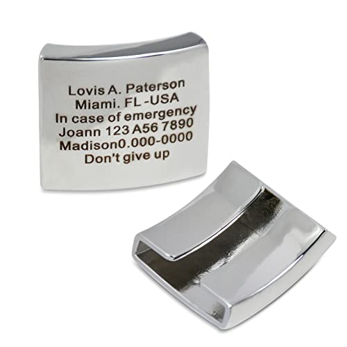 Medical Alert ID Tag for Sport Watch Stainless Steel Medical Alert ID Dog Tags for Watch Band Free Laser Engraved Medical ID Sleeve That Apply to Apple Watch Fitbit Samsung Garmin Gear Smartwatch