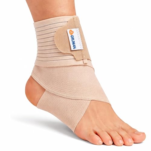 Support de cheville élastique beige enveloppant pour le sport et la danse