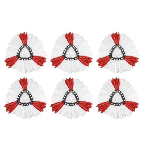 Theatis Cabezales de fregona compatibles con Vileda Turbo Mop 2 en 1 - Cabezales de repuesto de microfibra (rojo, paquete de 6)