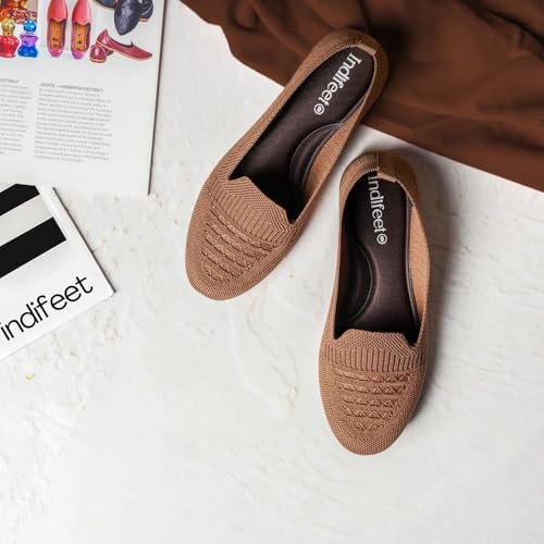 Image of Indifeet - Ballerina Shoes for Women, Stylish Half Cut Slip on, Girls Soft Winter Footwear, Ladies Comfortable Sole Walking Ballet Shoe, Casual Slip-on Ballerinas