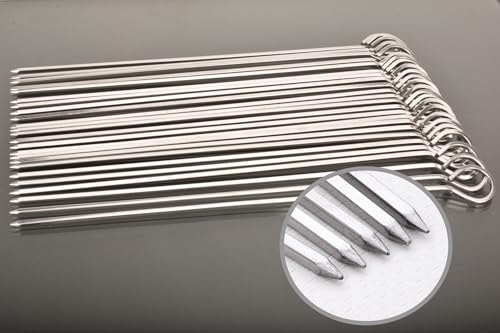 24 Pack Square Barbecue Skewers Metal BBQ Sticks, 12