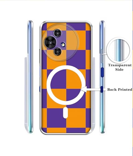 Image of Casotec Back Cover for Alcatel V3 Ultra 5G Royal Orange Checkboard Magnetic Ring Design (Not Magnetic Compatible) | UV Printed Soft TPU Shockproof Back Case for Alcatel V3 Ultra 5G