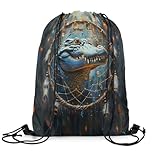 Homewish Krokodil Kordelzug Rucksack, Mandala Traum Fänger Kordelzug Taschen, Boho Feder 3D Druck Krabbeltiere Exotische Horror Wildlife Draw String Back Bag, Gothic String Rucksack