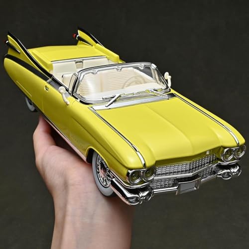 Image of 1:24 Cadillac Eldorado Die-Cast Model Car - Classic Alloy Metal Vintage Car with Pull-Back Action, Openable Doors & Detailed Interior (1:24 Cadillac Eldorado - Yellow)
