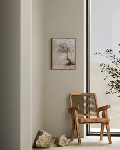 Image of ARPEOTCY Vintage Framed Canvas Wall Art, 12x16inch, Farmhouse Olive Tree in Vessel Wall Decor, Still Life Art Prints Home Decorations, Botanical Paintings for Living Room Bedroom Office Decor