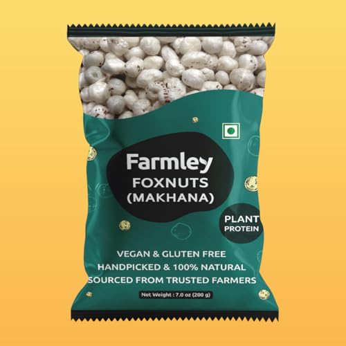 Image of Farmley Uncooked Phool Makhana Gluten Free | Raw Foxnuts, Popped Lotus Seed, 100% Natural & Crunchy, High Protein Nutritious Snack | Yoga & Ayurvedic Diet - 200 g (7oz) (200)