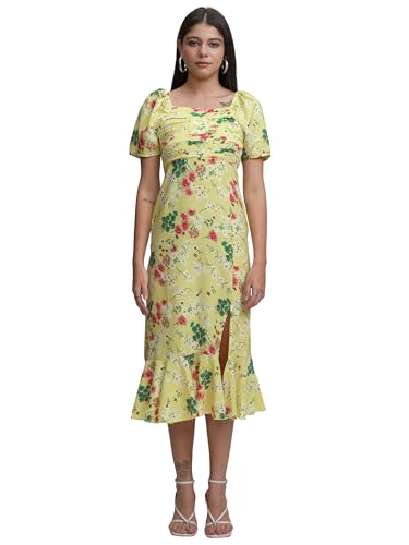 Tokyo Talkies Women Short Sleeve Square Neck Casual FIT TTJ6005916 M Green