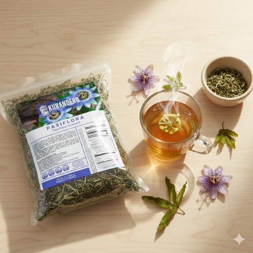 Miniatura 4 de KURANDERO Té de pasiflora 4 oz (113 g) - Hojas de Pasiflora 100% naturales (Passiflora incarnata) - Infusión de hierbas de hojas sueltas, sin OMG,