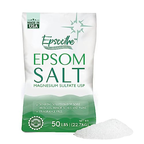Epsom Bath Salt Magnesium Sulfate USP Unscented Fine Grain 50 Pound Bag (Packaging May Vary)