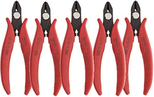 Hakko CHP TRR-58-G Macro Soft Wire Cutter, Flush Cut, 3.0mm Hardened Carbon Steel Construction, HRC 58, 21-Degree Angled Jaw, 14mm Jaw Length, Wide Head, 10 Gauge Maximum Cutting Capacity (5 Pack)