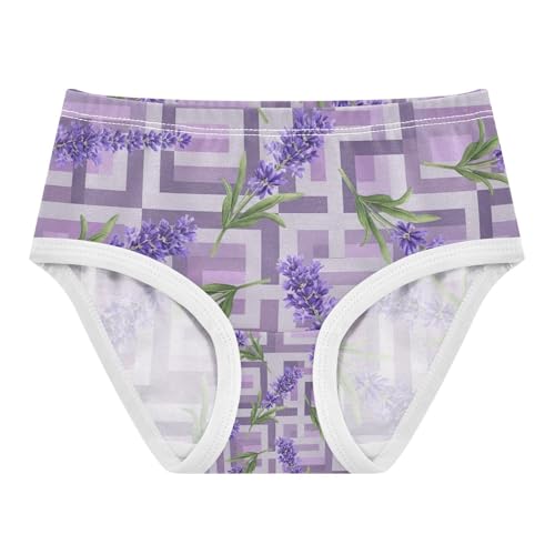 Toddler Panties, Lavender Flowers Cotton Underwear Girls, 2–8 Years