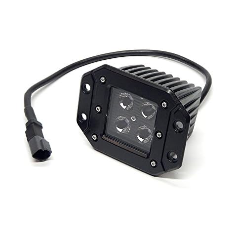Southern Truck 79915 Face 3"" x 3"" 16W Square Flush Mount LED Flood Light (DT Harness 79900/1,440 Lumens), Black Series Cover