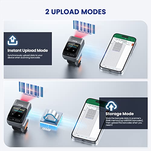 Eyoyo Wearable Bluetooth Ring Barcode Scanner With Display, Mini Wireless Finger Bar Code Scanner Reader Inventory Compatible With Ipad Iphone Android, Left&Right-Handed Use, Fast&Accurate Scanning #TOP7