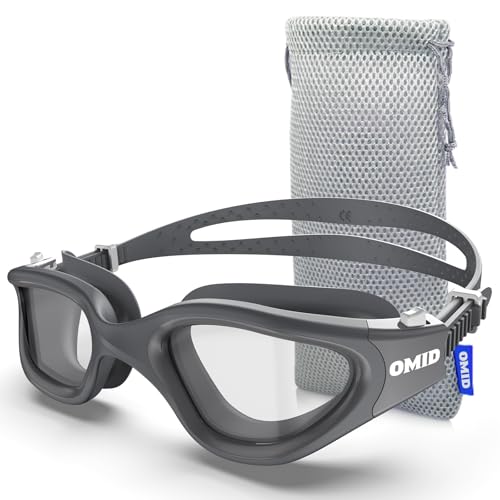 OMID Gafas de natación P2 Lite, cómodas, antivaho, a prueba de fugas, protección UV, visión cristalina, gafas de natación para hombres, mujeres, adultos y jóvenes (transparentes)