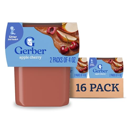 Gerber Stage 2 Baby Food, Apple Cherry Puree Tubs, Baby Puree, 16PK