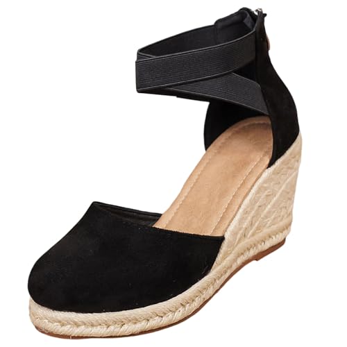 Sandales compensées espadrilles femme en velours avec talon bloc