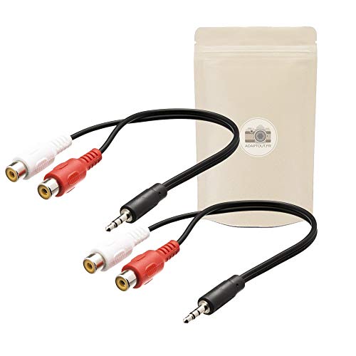 Adaptout X2 Adaptateur Cable Prise Mini Jack 3.5mm Male vers 2 RCA Femelles Mono L R Droite Gauche separateur Splitter Minijack RCA- Marque FRANÇAISE