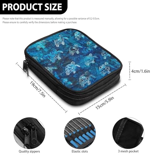 Image of Crochet Hook Case Sea Turtle Crochet Hook Holder Portable Crochet Hook Storage Bag with Web Pockets Suitable for Crochet Needles /Knitting Accessories