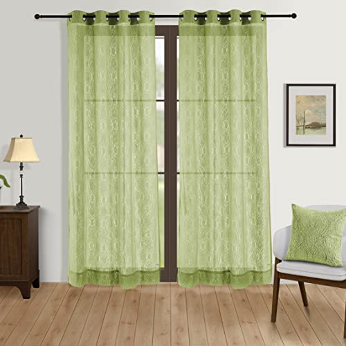 Image of Swayam 40% Blackout Polyester Window Curtain for Living Room & Bedroom | 5 Feet | Room Darkening Curtain with Eyelets | Pack of 1 | Ethnic Motif Design - Green