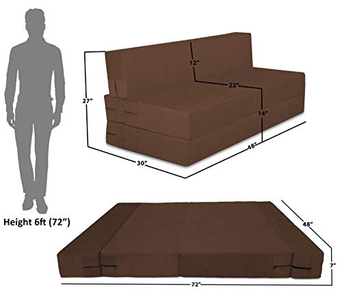 Image of Adorn India Easy 2 Seater Sofa Cum Bed (Alyn Pattern) Size 4' X 6' Ft (Brown Color) (1 Year Warranty)