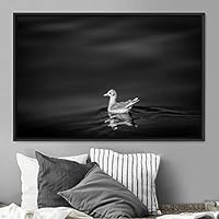 Framed Canvas Wall Art Bird on Water Canvas Prints Home Artwork Decoration for Living Room,Bedroom - 16x24 inches