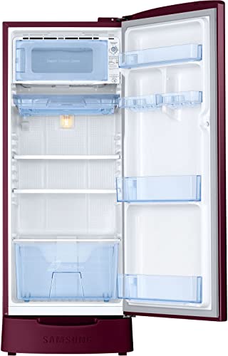 Image of Samsung 183 L, 4 Star, Digital Inverter, Direct-Cool Single Door Refrigerator (RR20C2824HN /NL, Himalaya poppy Red, Base Stand Drawer)