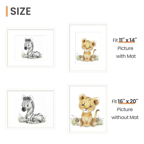 Image of upsimples 16x20 Picture Frame, Display Pictures 11x14 with Mat or 16 x 20 Without, Wall Hanging Poster Frame, White, 1 Pack