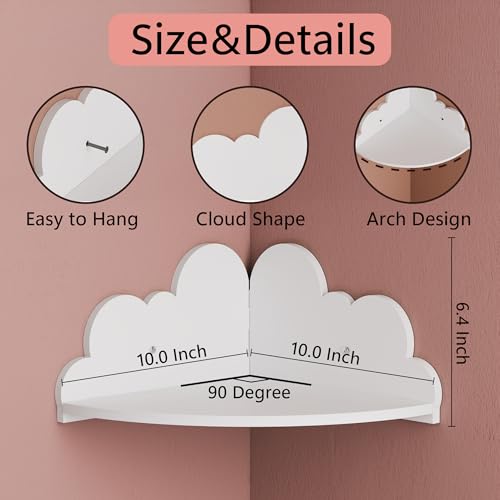 50% OFF! Juego de 3 estantes esquineros flotantes en forma de nube