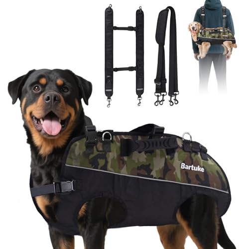 Bartuke 50,8 cm guida tattica, gilet anti-treno regolabile con diversi morsetti di lino e maniglia di controllo, guida riflettente mimetica Oxford per cani di taglia media e grande, media