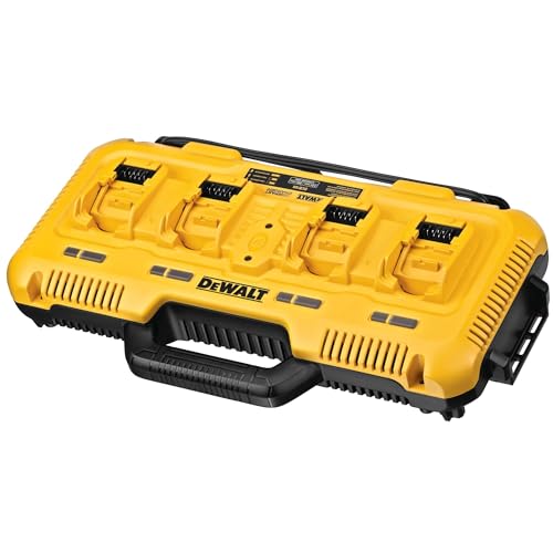 DEWALT DCB104 QW   Cargador rápido de cuatro sistemas, 18V incluyendo baterías XR Flexvolt, carga simultánea de 4 baterías, con indicador LED.
