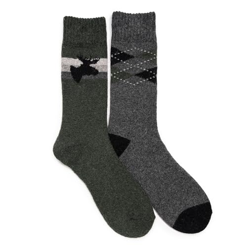 MUK LUKS Mens Wool Socks (2 Pair Pack)