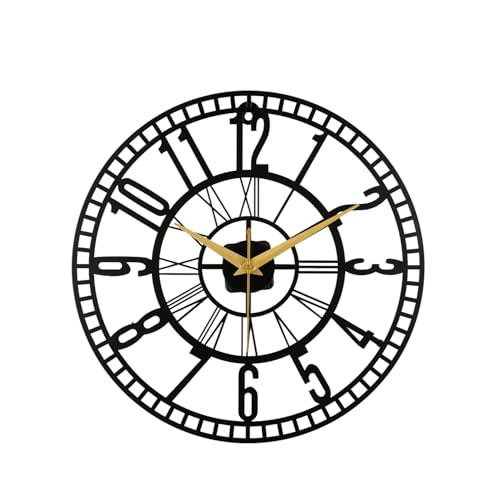 Image of Wakefit Metal Analog Wall Clock Medium | 16 Inch | Laser Cut Abstract Home Decor & Gifting Option | for Living Room Study Bedroom & Office Decor | Verniq Metal Wall Clock 400 MM Black