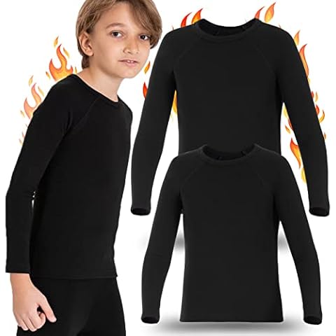 LOREZA® 2er Kinder Jungen Mädchen Thermo Unterwäsche Langarm mit Fleece (152-158 (12-13 Jahre), Schwarz) Cover