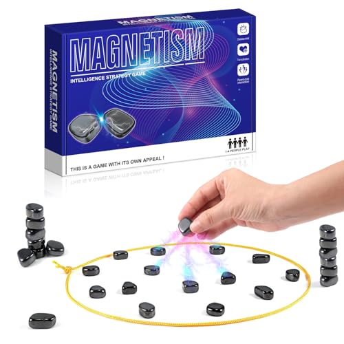 Image of SHINXIN Magnetic Chess Game, Magnet Game, Magnetic Chess Game with Stones, Magnet Game with String, Magnetic Board Games, Puzzle Strategy Games, Family Games for Kids and Adults