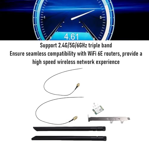 LICAEVEY Tarjeta Inalámbrica WiFi 6E para Laptop y PC de Escritorio, Compatible con Windows 10, 11 y Linux, M.2 PCIe con Antenas Duales de 8db, Soporta Bluetooth 5.3 miniatura 4