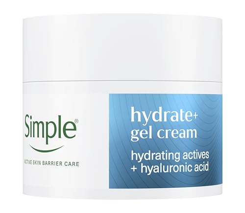 Simple Hydrate+ Facial Moisturiser Hydrating Actives + Hyaluronic Acid Multi-Layer* Hydration up to 100 Hours Gel Cream Day Moisturiser for Sensitive Skin 50 ml