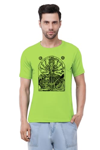 Image of Caseria Men's Cotton Printed T-Shirt -Mother Durga | 100% Cotton | Half Sleeves | Regular Fit | Printed | Round Neck | Graphic T Shirt