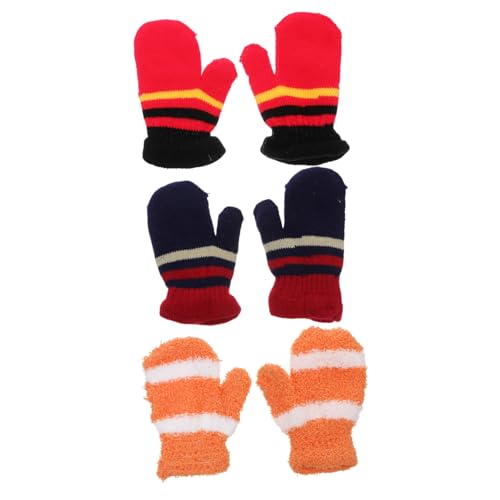WOFASHPURET 3 Pairs Boys and Girls Winter Gloves Boys and Girls Gloves for Cold Full Finger