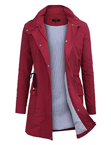 FISOUL Windbreaker Raincoats Waterproof Lightweight Rain Jacket Outdoor Hooded Women's Trench Coats S-XXL