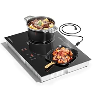 AMZCHEF Induction Cooktop 2 Burners 1800W, Built-in & Countertop Electric Cooktop with 9 Power Levels, 110V-120V Double Induction Stove with Plug, 99-min Timer, Safety Lock, Ceramic Glass