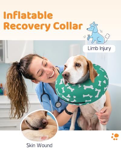 Image of Supet Inflatable Dog Cone Collar for Large Medium Small Dogs, Soft Cone Collar for Dogs Cats, ECollar Doggie Neck Donut Dog Cone Alternative After Surgery